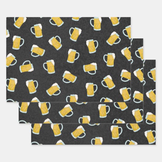 黄色アートモダン黒ウォーター色のビアスタイン ラッピングペーパーシート (セット)