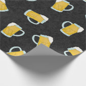 黄色アートモダン黒ウォーター色のビアスタイン ラッピングペーパー (角)