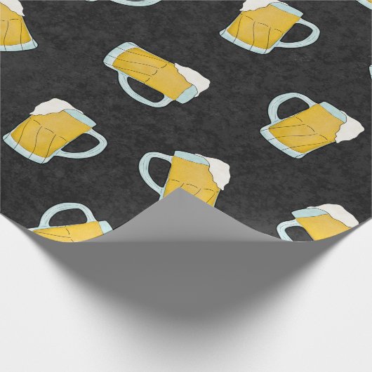 黄色アートモダン黒ウォーター色のビアスタイン ラッピングペーパー (角)