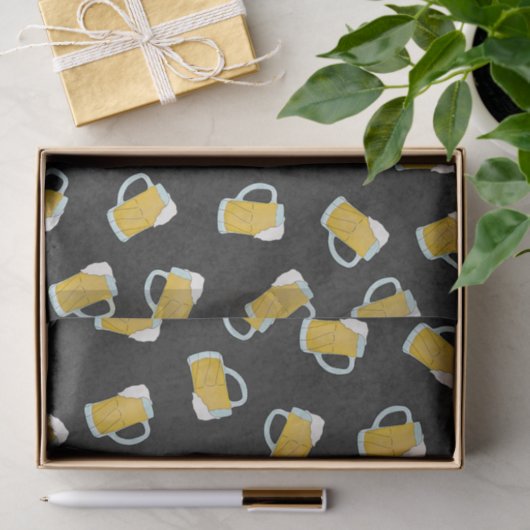 黄色アートモダン黒ウォーター色のビアスタイン 薄葉紙 (ギフト)