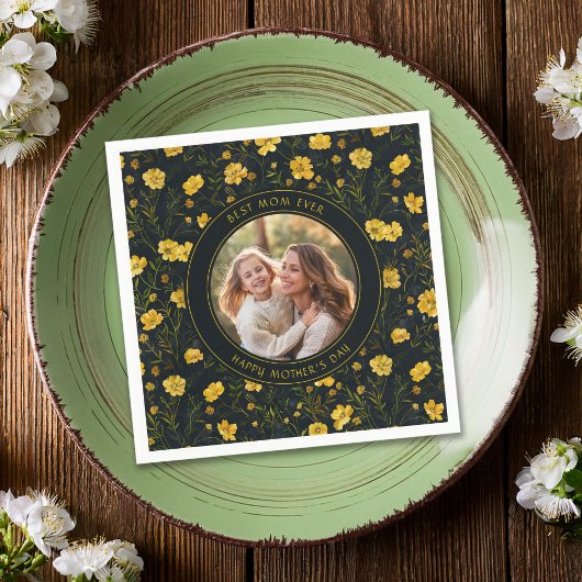 黄色エレガントいキンポウゲ花お母さんの日 スタンダードカクテルナプキン