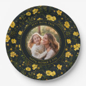 黄色エレガントいキンポウゲ花お母さんの日 ペーパープレート (正面)