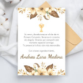 黄色エレガントい花かわいい最初の聖餐式 サンキューカード