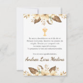 黄色エレガントい花かわいい最初の聖餐式 サンキューカード (正面)