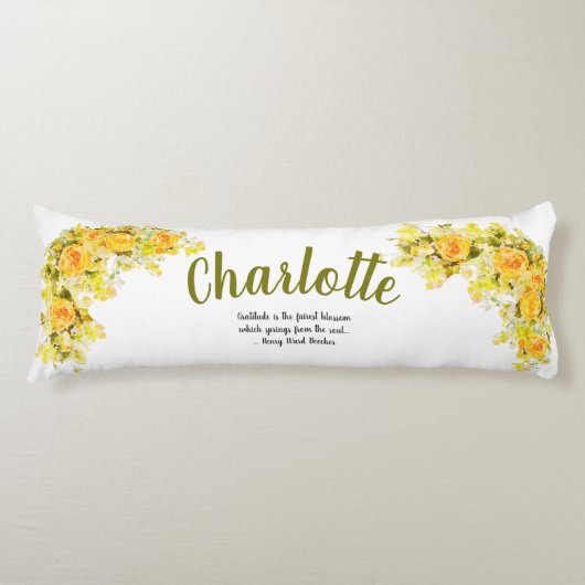 黄色エレガントとオレンジの花 ボディピロー (正面)