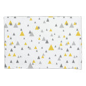 黄色エレガントとグレーの三角形パタモダンーン 枕カバー (正面)