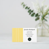 黄色エレガントと白のストライプロゴ 名刺 (スタンド正面)