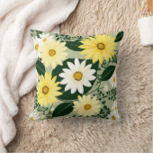 黄色エレガントと白のデイジーの花 クッション (ブランケット)