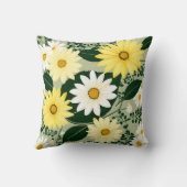 黄色エレガントと白のデイジーの花 クッション (裏面)