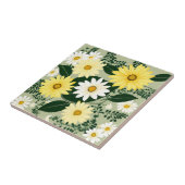 黄色エレガントと白のデイジーの花 タイル (側面)