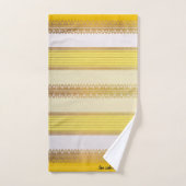 黄色エレガントと白の金ゴールドストライプ バスタオルセット (ハンドタオル)