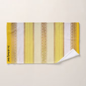 黄色エレガントと白の金ゴールドストライプ バスタオルセット (ハンドタオル)