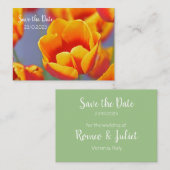 黄色エレガントと赤のチューリップ日付の保存 ノートカード (正面/裏面)