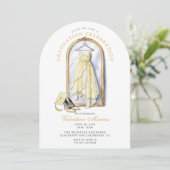 黄色エレガントのお洒落ドレスの卒業 招待状 (スタンド正面)