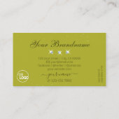 黄色エレガントのオリーブグリーン輝く宝石ロゴの追加 名刺 (裏面)