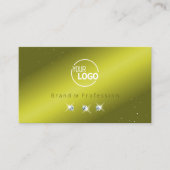 黄色エレガントのオリーブグリーン輝く宝石ロゴの追加 名刺 (正面)