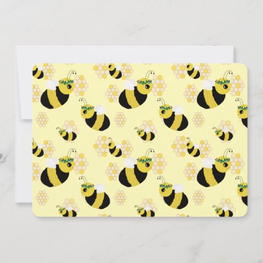 黄色エレガントのハニカムママへビー赤ちゃんシャワー 招待状 (裏面)