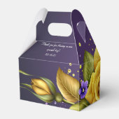 黄色エレガントのバラと紫のヴィオレ結婚ス フェイバーボックス (裏面サイド)