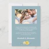 黄色エレガントのバラのフローラの結婚緑の写真 サンキューカード (裏面)