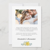 黄色エレガントのバラのフローラの結婚緑の写真 サンキューカード (裏面)