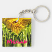 黄色エレガントのヒマワリ写真 キーホルダー (裏面)