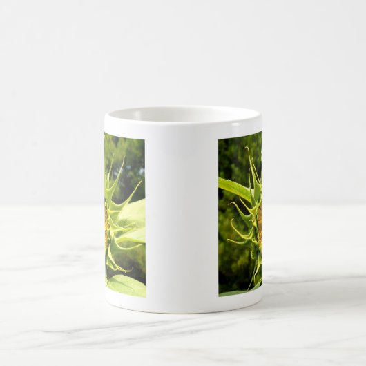 黄色エレガントのヒマワリ写真 コーヒーマグカップ (中央)