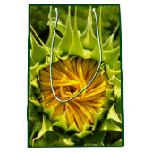 黄色エレガントのヒマワリ写真 ミディアムペーパーバッグ (正面)