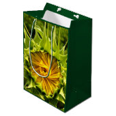 黄色エレガントのヒマワリ写真 ミディアムペーパーバッグ (正面アングル)