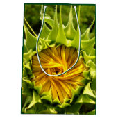 黄色エレガントのヒマワリ写真 ミディアムペーパーバッグ (裏面)