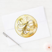 黄色エレガントのユリの水の色の名パーソナライズされた前 ラウンドシール (封筒)