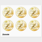 黄色エレガントのユリの水の色の名パーソナライズされた前 ラウンドシール (シート)