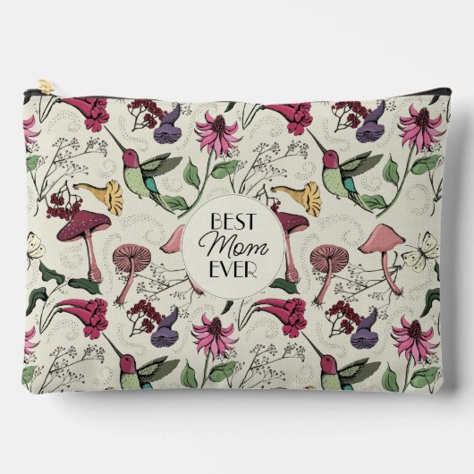 黄色エレガントの最高のお母さん写真ハミングバード アクセサリーポーチ (正面)