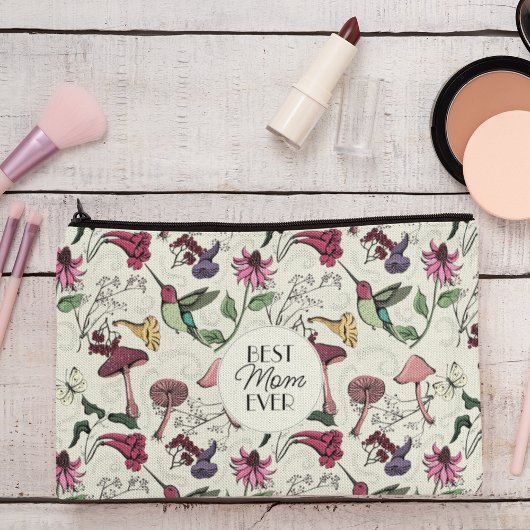 黄色エレガントの最高のお母さん写真ハミングバード アクセサリーポーチ