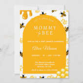 黄色エレガントの母と蜂の赤ちゃんシャワー 招待状 (正面)