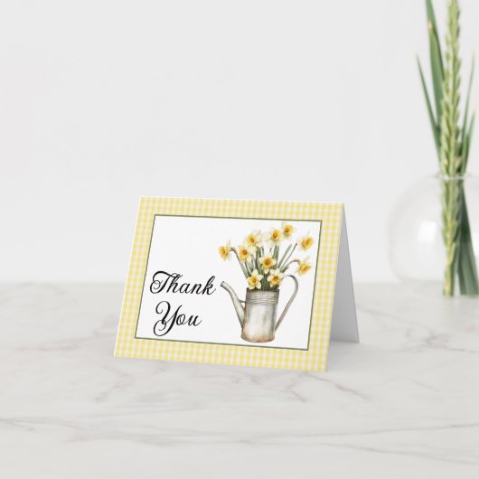 黄色エレガントの水仙フローラ水缶誕生日 サンキューカード (正面)