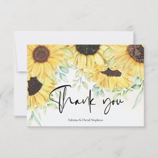 黄色エレガントの水色ひま素朴花 サンキューカード (正面)