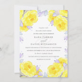 黄色エレガントの水色バラ | 結婚s 招待状 (正面)