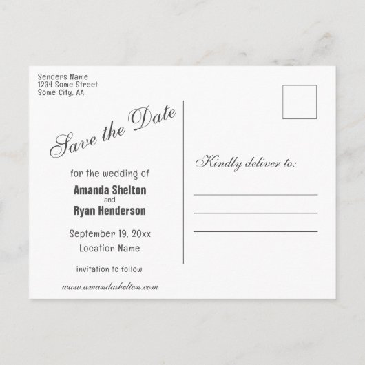 黄色エレガントの花の結婚式の日付を保存 案内ポストカード (裏面)