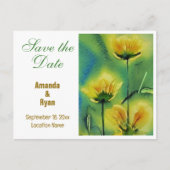 黄色エレガントの花の結婚式の日付を保存 案内ポストカード (正面)