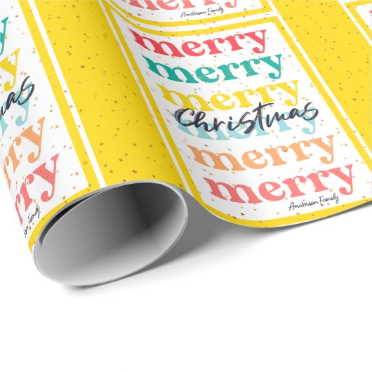 黄色エレガントの金ゴールド星メリー・カラフルクリスマス ラッピングペーパー (ロールコーナー)