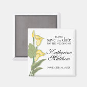 黄色エレガントのCala Lily日付磁石を保存 マグネット (正面/裏面)