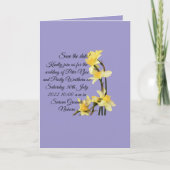 黄色エレガントのDaffodil結婚式の日付カードを保存 カード (正面)