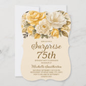 黄色エレガントアイボリークリームフローラサプライズ 招待状 (正面)