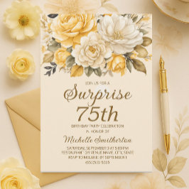 黄色エレガントアイボリークリームフローラサプライズ 招待状