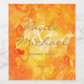 黄色エレガントオレンジ色の水結婚色 ワインラベル (シングルラベル)