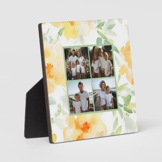 黄色エレガントオレンジ色の水色フローラ4写真 フォトプラーク (正面)