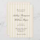 黄色エレガントストライプの結婚ヴィンテージ 招待状 (正面/裏面)