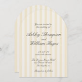 黄色エレガントストライプの結婚ヴィンテージ 招待状 (正面/裏面)