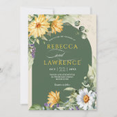 黄色エレガントセージ花結婚式招待状 招待状 (正面)