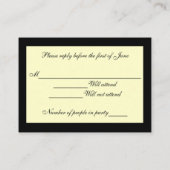 黄色エレガントチューリップRSVP結婚のカード エンクロージャーカード (裏面)